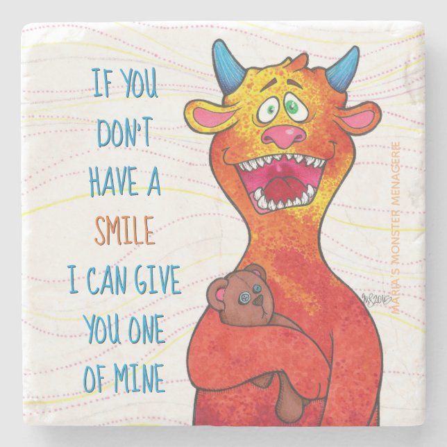 Punktieren Sie das Monster, w/quote Steinuntersetzer (Vorderseite)