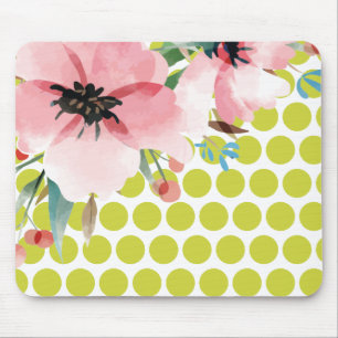 Punktierte Blumenmauspad mit Wasserfarben-Blüte Mousepad