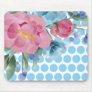 Punktierte Blumenmauspad mit Wasserfarben-Blüte Mousepad