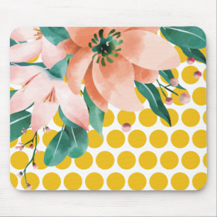 Punktierte Blumenmauspad mit Wasserfarben-Blüte Mousepad
