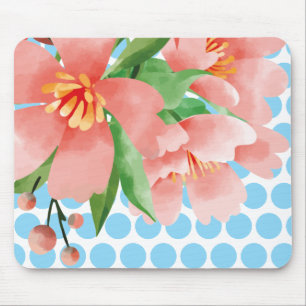 Punktierte Blumenmauspad mit Wasserfarben-Blüte Mousepad