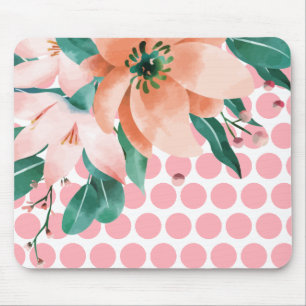 Punktierte Blumenmauspad mit Wasserfarben-Blüte Mousepad