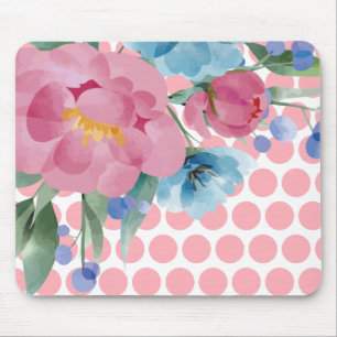 Punktierte Blumenmauspad mit Wasserfarben-Blüte Mousepad