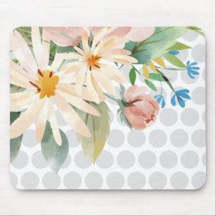 Punktierte Blumenmauspad mit Wasserfarben-Blüte Mousepad