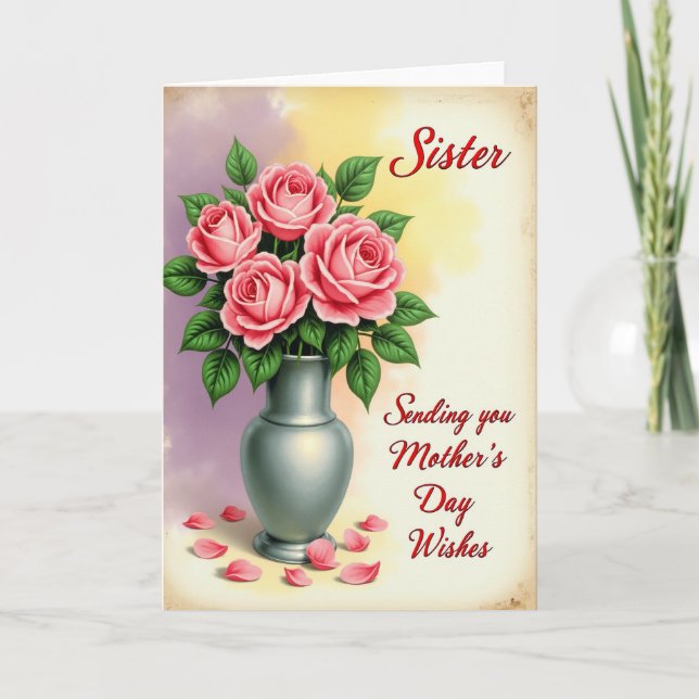 Punktierte Blumenrosen Karte (Vorderseite)