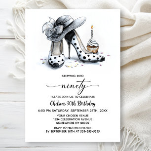 Punktierte High Heels zum 90. Geburtstag Einladung