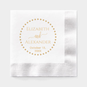Punktierte Round Frame Bride Groom Namen Datum Hoc Servietten Mit Folie