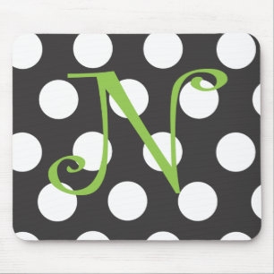 Punktierte schwarze Mousepad Initiale "N "