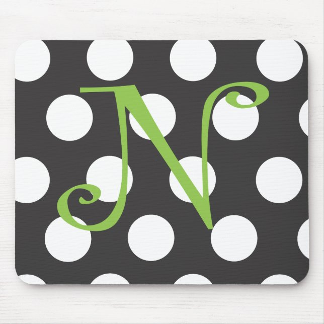 Punktierte schwarze Mousepad Initiale "N " (Vorne)