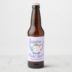 Punktierte Teekanne Afternoon Tea Braut Baby Showe Bierflaschenetikett