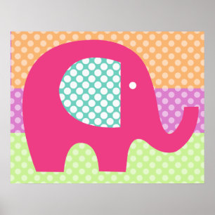 Punktierter Elefant-Kinderzimmerposter Poster