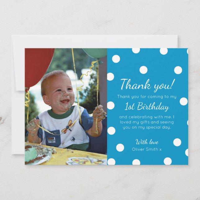 Punktierter Geburtstag der Jungen Polka danken Dankeskarte (Vorderseite)