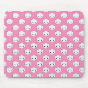 Punktkatze Rosa und Weiß Katzen-Gesicht-Muster Mousepad