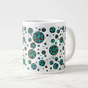 Punktkuh Braun und Türkis Druck Jumbo-Tasse