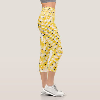 Punktmatrix - Gelbe Creme Schwarz-OHNE TEXT Capri Leggings