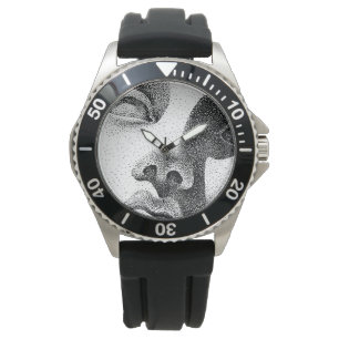 Punktmatrix-Kunst: Klassisches Marmorgesicht Armbanduhr