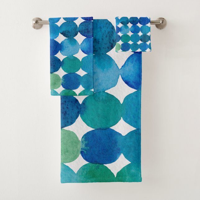 Punktmuster - blau und grün badhandtuch set (Insitu)