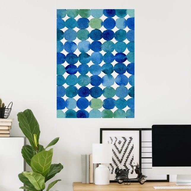 Punktmuster - blau und grün poster (Heimbüro)
