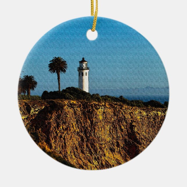 Punktvicente-Leuchtturm-Weihnachtsverzierung Keramikornament (Vorne)