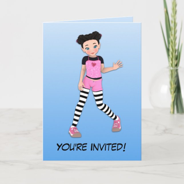 Punky Girl Anime Annime Fête Invitation (Devant)