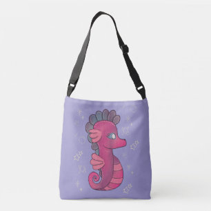Punky Seahorse Süßes rosa Seepferdchen Tragetaschen Mit Langen Trägern