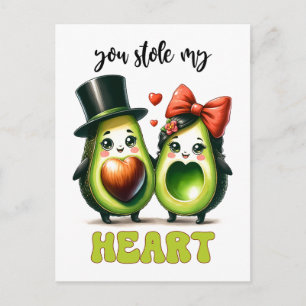 Punny avocado Sie gestohlen Mein Herz Valentine Postkarte