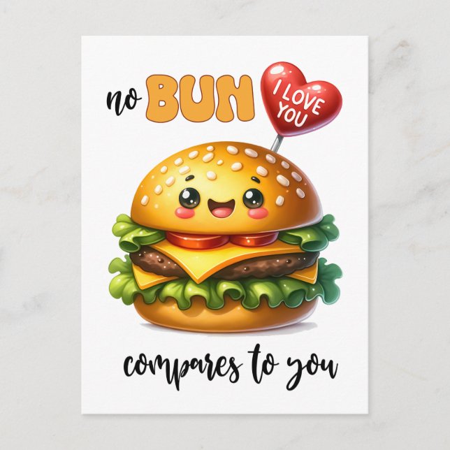 Punny Cheeseburger Valentine Postkarte (Vorderseite)