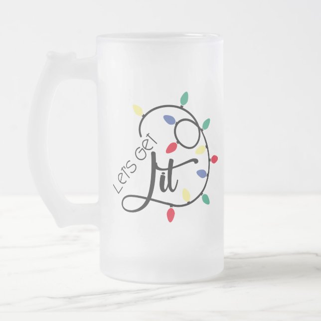 Punny Lasse Lit | Weihnachtsbeleuchtung Trinkpuppe Mattglas Bierglas (Links)