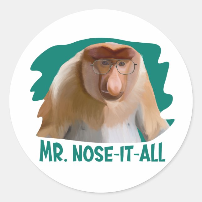 Punny Proboscis Monkey Runder Aufkleber (Vorderseite)
