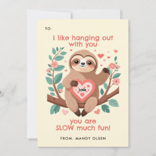 Punny Sloth Classroom Valentine's Exchange Feiertagskarte