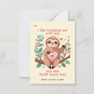Punny Sloth Classroom Valentine's Exchange Mitteilungskarte