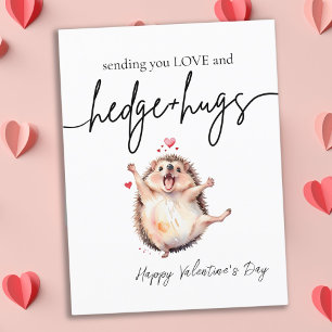 Punny Watercolor Happy Igel Valentinstag Postkarte