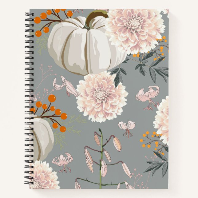 Punpkins und Dahlia-Blume Notizbuch (Vorderseite)