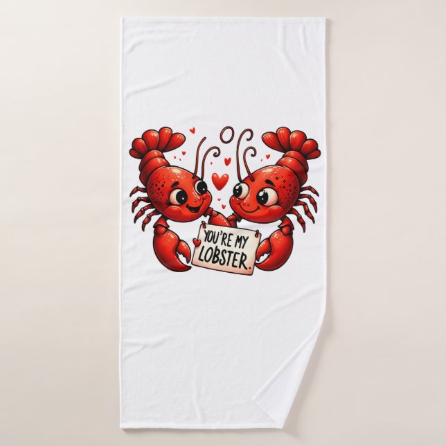 Puns d'amour du homard (Serviette de bain)