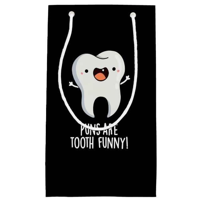 Puns sind zackige lustige Dentalpuppe Dark BG Kleine Geschenktüte (Vorderseite)