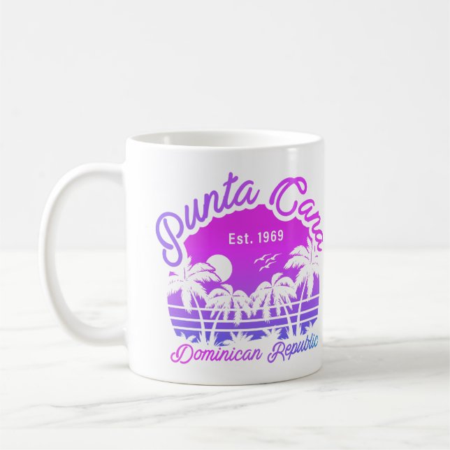 Punta Cana Dominican Palm Tree Retro Sunset 80er Kaffeetasse (Links)