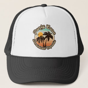 Punta Cana Dominican Palm Tree Retro Sunset 80er Truckerkappe