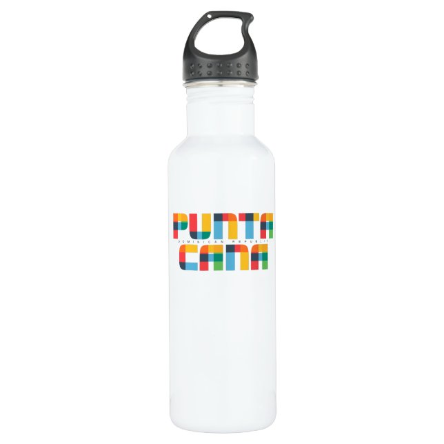Punta Cana Dominican Republic CMYK Pop Art Style Edelstahlflasche (Vorderseite)