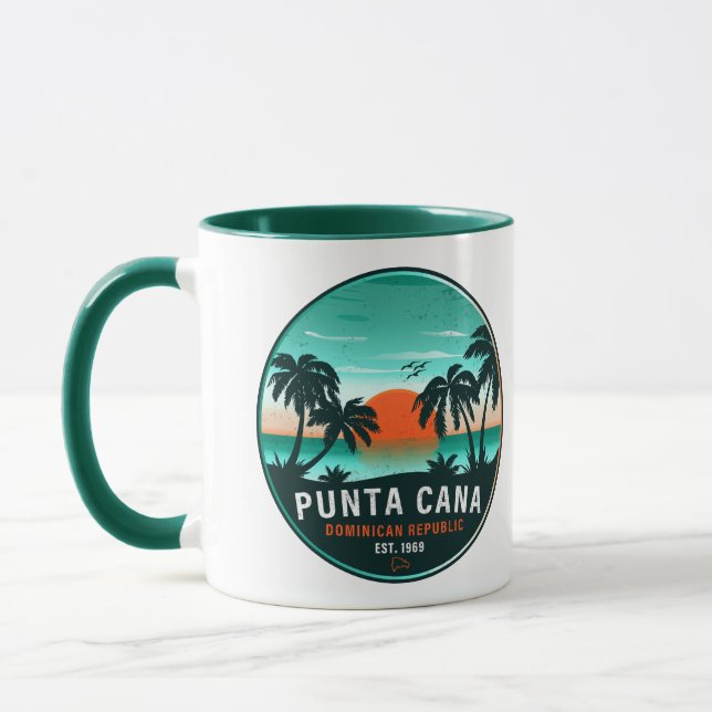 Punta Cana Dominican Retro Sunset Souvenir 60er Tasse (Links)