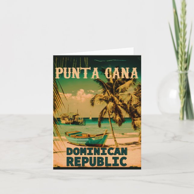 Punta Cana Dominican - Vintager Souvenir 80er Dankeskarte (Vorderseite)