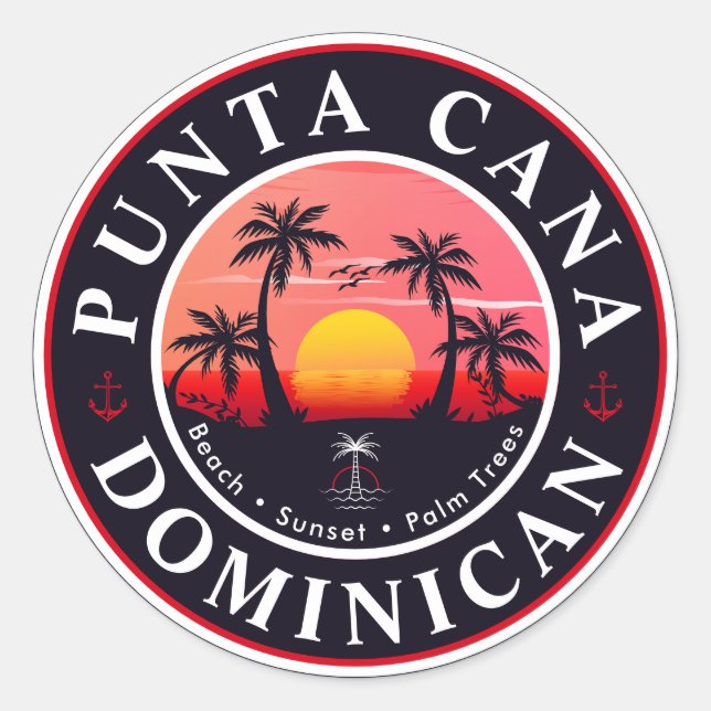 Punta Cana Dominikanische Reisen Familienurlaub Su Runder Aufkleber (Vorderseite)