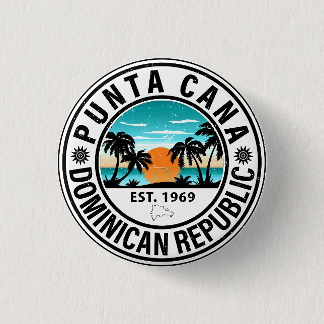 Punta Cana Dominikanische Republik Familie Souveni Button (Vorderseite)