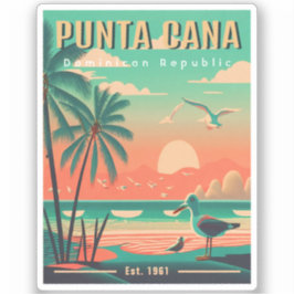 Punta Cana DR. Retro Flamingos Souvenir 1950er Aufkleber