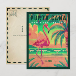 Punta Cana DR. Retro Flamingos Souvenir 1950er Postkarte