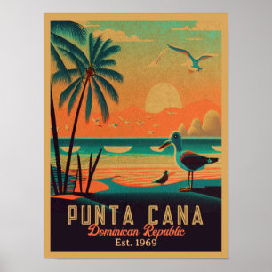 Punta Cana DR Retro-Sonnenuntergang-Souvenirs 1960 Poster