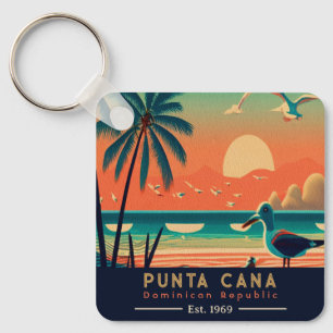 Punta Cana DR Retro-Sonnenuntergang-Souvenirs 1960 Schlüsselanhänger