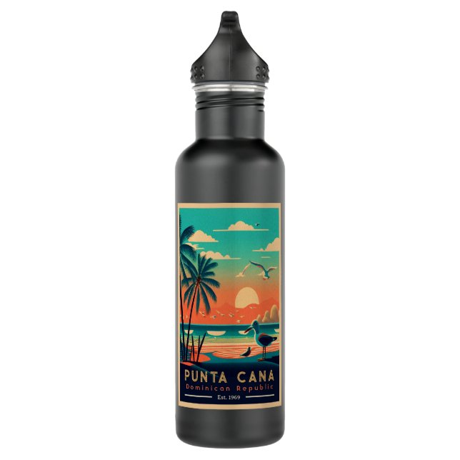 Punta Cana DR. Retro Sunset Souvenirs 1960er Edelstahlflasche (Rechts)