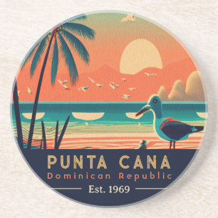 Punta Cana DR. Retro Sunset Souvenirs 1960er Getränkeuntersetzer