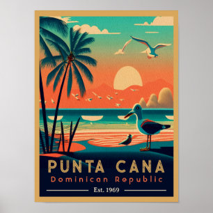 Punta Cana DR. Retro Sunset Souvenirs 1960er Poster