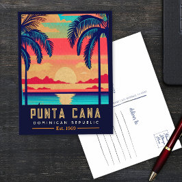 Punta Cana DR. Retro Sunset Souvenirs 1960er Postkarte